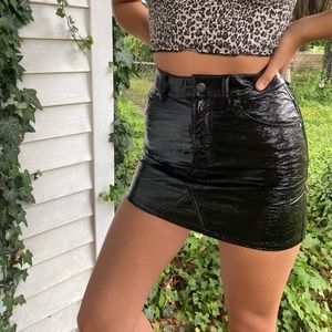 Vintage Black Faux Leather Skirt